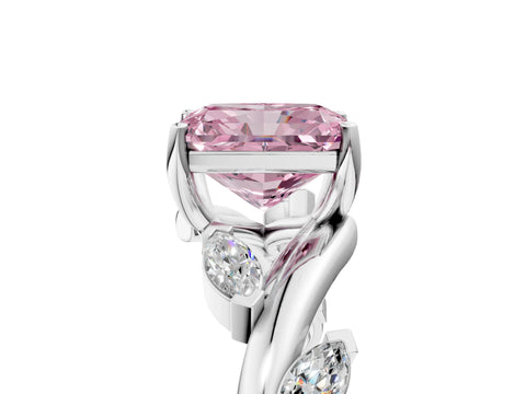 White gold Fancy Pink Radiant Cut Solitaire Twisted Band Marquise Accent Prong Setting Ring_5