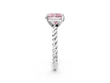 White gold Fancy Pink Radiant  Cut Solitaire Twisted Band with Four-Prong Setting_90