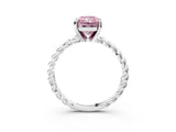 White gold Fancy Pink Radiant  Cut Solitaire Twisted Band with Four-Prong Setting_91