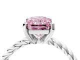 White gold Fancy Pink Radiant  Cut Solitaire Twisted Band with Four-Prong Setting_92