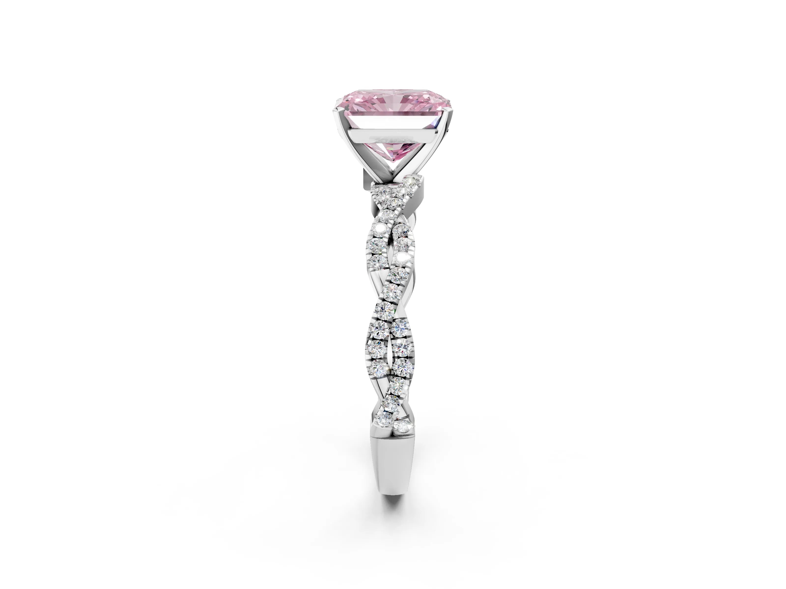White gold Fancy Pink Radiant Cut Solitaire Twisted Pave Band with Four-Prong Setting_17