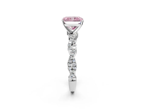 White gold Fancy Pink Radiant Cut Solitaire Twisted Pave Band with Four-Prong Setting_17