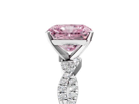 White gold Fancy Pink Radiant Cut Solitaire Twisted Pave Band with Four-Prong Setting_8
