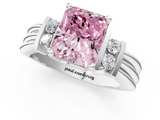 White gold Fancy Pink Radiant  Cut Three-Stone Channel Set Ring with Bar Prongs_72