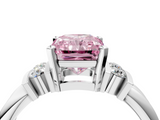 White gold Fancy Pink Radiant  Cut Three-Stone Channel Set Ring with Bar Prongs_75
