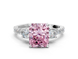 White gold Fancy Pink Radiant  Cut Three-Stone Diamond Pavé Band with Prong Setting_17