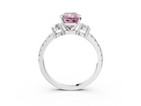 White gold Fancy Pink Radiant  Cut Three-Stone Diamond Pavé Band with Prong Setting_21