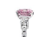 White gold Fancy Pink Radiant  Cut Three-Stone Diamond Pavé Band with Prong Setting_22