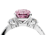 White gold Fancy Pink Radiant  Cut Three-Stone Diamond Pavé Band with Prong Setting_22