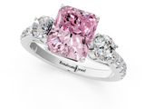 White gold Fancy Pink Radiant  Cut Three-Stone Diamond Pave Band with Prong Setting_38