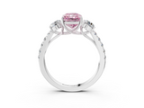 White gold Fancy Pink Radiant  Cut Three-Stone Diamond Pave Band with Prong Setting_40