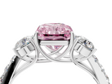 White gold Fancy Pink Radiant  Cut Three-Stone Diamond Pave Band with Prong Setting_41