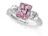 White gold Fancy Pink Radiant Cut Three-Stone Diamond Ring with Pavé Band and Four-Prong Setting_13