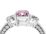 White gold Fancy Pink Radiant Cut Three-Stone Diamond Ring with Pavé Band and Four-Prong Setting_16