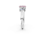 White gold Fancy Pink Radiant Cut Three-Stone Diamond Ring with Prong Setting on a Classic Band_20