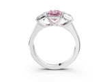 White gold Fancy Pink Radiant Cut Three-Stone Diamond Ring with Prong Setting on a Classic Band_21