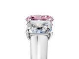 White gold Fancy Pink Radiant Cut Three-Stone Diamond Ring with Prong Setting on a Classic Band_23