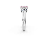 White gold Fancy Pink Radiant Cut Three-Stone Diamond Ring with Prong Setting on a Classic Band_26