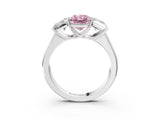 White gold Fancy Pink Radiant Cut Three-Stone Diamond Ring with Prong Setting on a Classic Band_27