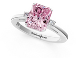 White gold Fancy Pink Radiant  Cut Three-Stone Solitaire Ring with Round Accent Diamonds and Four-Prong Setting_20
