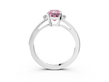 White gold Fancy Pink Radiant  Cut Three-Stone Solitaire Ring with Round Accent Diamonds and Four-Prong Setting_22