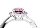 White gold Fancy Pink Radiant  Cut Three-Stone Solitaire Ring with Round Accent Diamonds and Four-Prong Setting_23