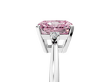 White gold Fancy Pink Radiant  Cut Three-Stone Solitaire Ring with Round Accent Diamonds and Four-Prong Setting_24