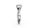 White gold Fancy Pink Radiant  Cut Twist Band Solitaire Diamond Ring with Pavé Setting_5