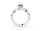 White gold Fancy Pink Radiant  Cut Twist Band Solitaire Diamond Ring with Pavé Setting_6