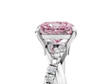White gold Fancy Pink Radiant  Cut Twist Band Solitaire Diamond Ring with Pavé Setting_8