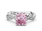 White gold Fancy Pink Radiant  Cut Twisted Pavé Band Solitaire Ring with Four-Prong Setting_53
