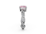 White gold Fancy Pink Radiant  Cut Twisted Pavé Band Solitaire Ring with Four-Prong Setting_55