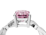 White gold Fancy Pink Radiant  Cut Twisted Pavé Band Solitaire Ring with Four-Prong Setting_57