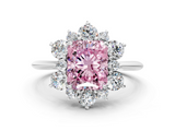 White gold Fancy Pink Radiant  Diamond Cluster Halo Ring with Solitaire Band and Four-Prong Setting_20