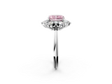 White gold Fancy Pink Radiant  Diamond Cluster Halo Ring with Solitaire Band and Four-Prong Setting_22