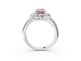 White gold Fancy Pink Radiant  Diamond Cluster Halo Ring with Solitaire Band and Four-Prong Setting_23