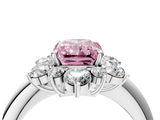 White gold Fancy Pink Radiant  Diamond Cluster Halo Ring with Solitaire Band and Four-Prong Setting_24