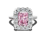White gold Fancy Pink Radiant  Diamond Cluster Halo Solitaire with Four-Prong Setting_88