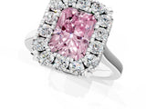 White gold Fancy Pink Radiant  Diamond Cluster Halo Solitaire with Four-Prong Setting_90
