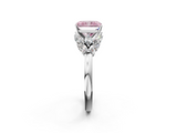 White gold Fancy Pink Radiant  Diamond Cluster Leaf Design Ring with Prong Setting_73