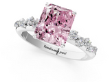 White gold Fancy Pink Radiant  Diamond Cluster Prong-Set Solitaire Ring_110