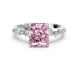 White gold Fancy Pink Radiant  Diamond Cluster Prong-Set Solitaire Ring_111