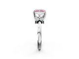 White gold Fancy Pink Radiant  Diamond Floral Cluster Ring with Solitaire Band and Prong Setting_45