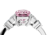 White gold Fancy Pink Radiant  Diamond Floral Cluster Ring with Solitaire Band and Prong Setting_47