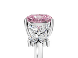 White gold Fancy Pink Radiant  Diamond Floral Cluster Ring with Solitaire Band and Prong Setting_48