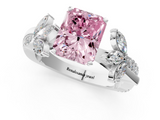 White gold Fancy Pink Radiant  Diamond Floral Vine Solitaire Engagement Ring_4