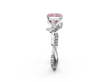 White gold Fancy Pink Radiant  Diamond Floral Vine Solitaire Engagement Ring_5