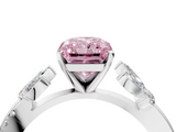 White gold Fancy Pink Radiant  Diamond Floral Vine Solitaire Engagement Ring_7