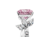 White gold Fancy Pink Radiant  Diamond Floral Vine Solitaire Engagement Ring_8
