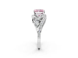 White gold Fancy Pink Radiant  Diamond Halo Ring with Marquise and Pavé Band in Prong Setting_14